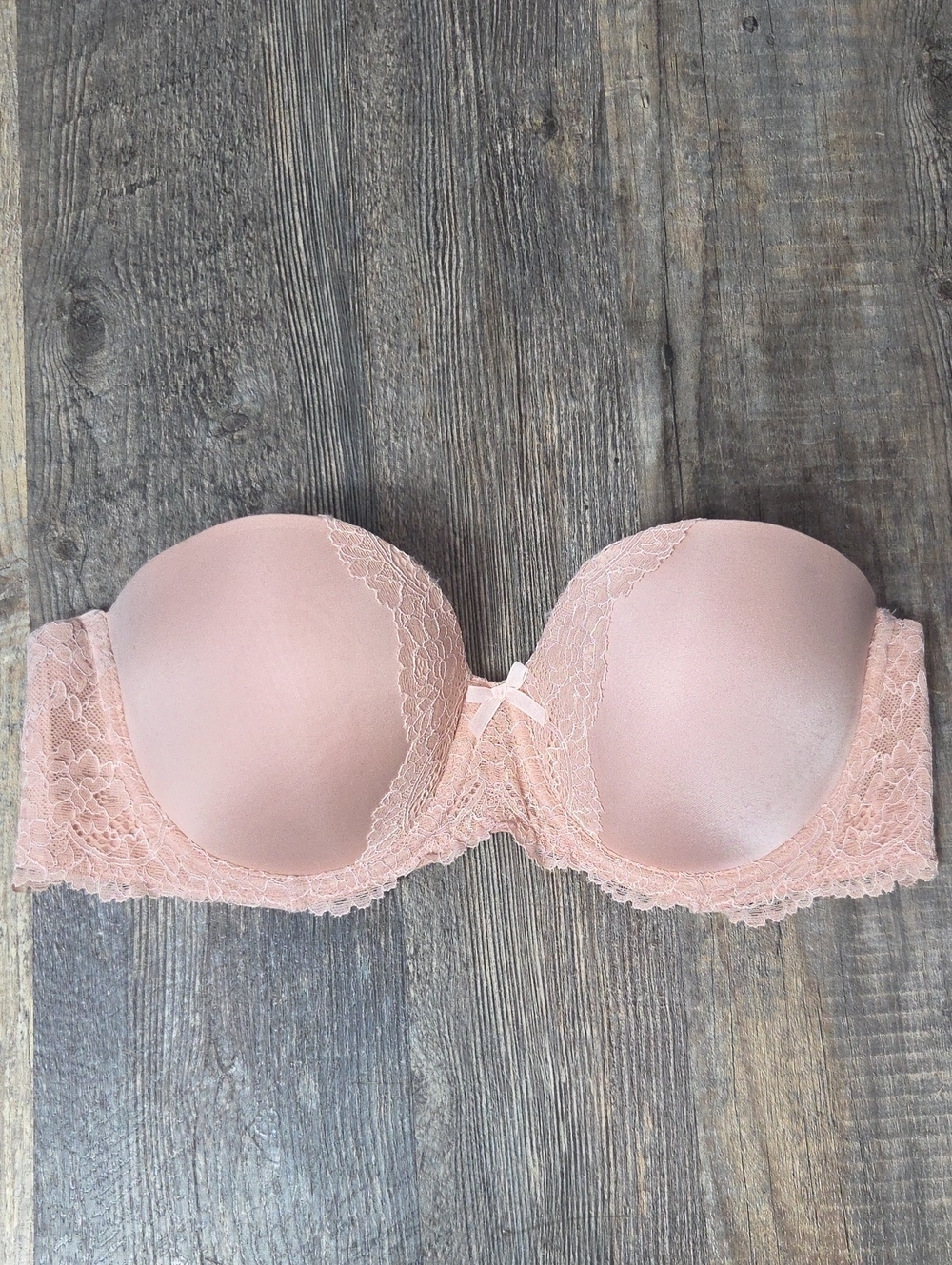 Victoria's Secret Strapless Lace Push-Up Bra - Light Pink
